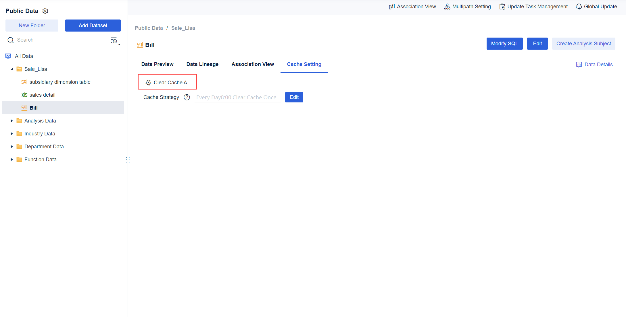 [Direct Connection] Cache Setting- FineBI Help Document