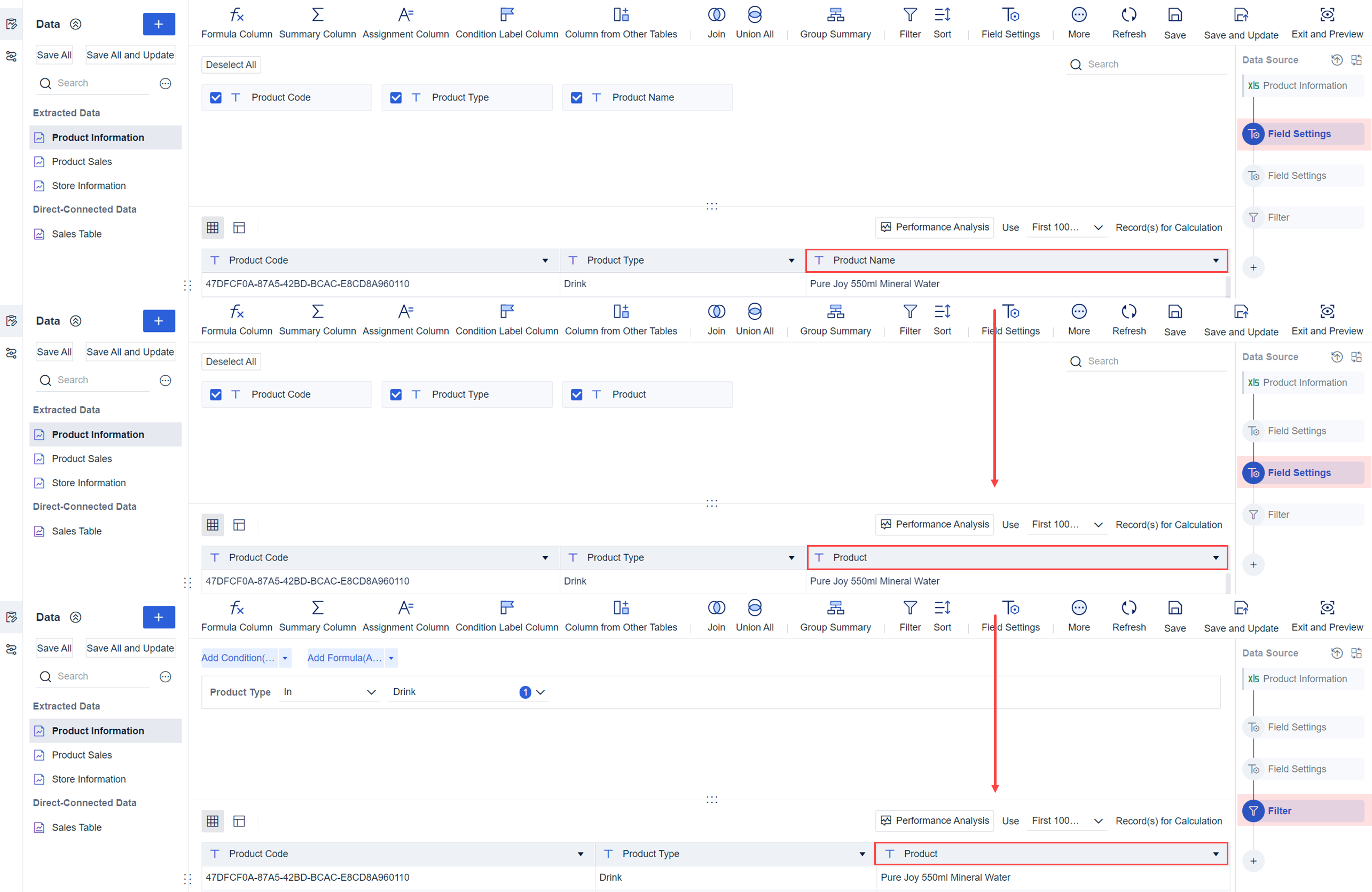 Field Missing Solutions and Field Name Passing Rules- FineBI Help Document