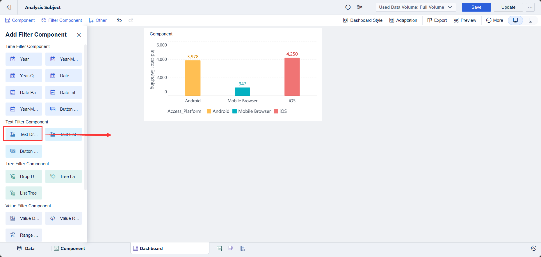 Dynamic Indicator Switching Through Parameters- FineBI Help Document 7.0
