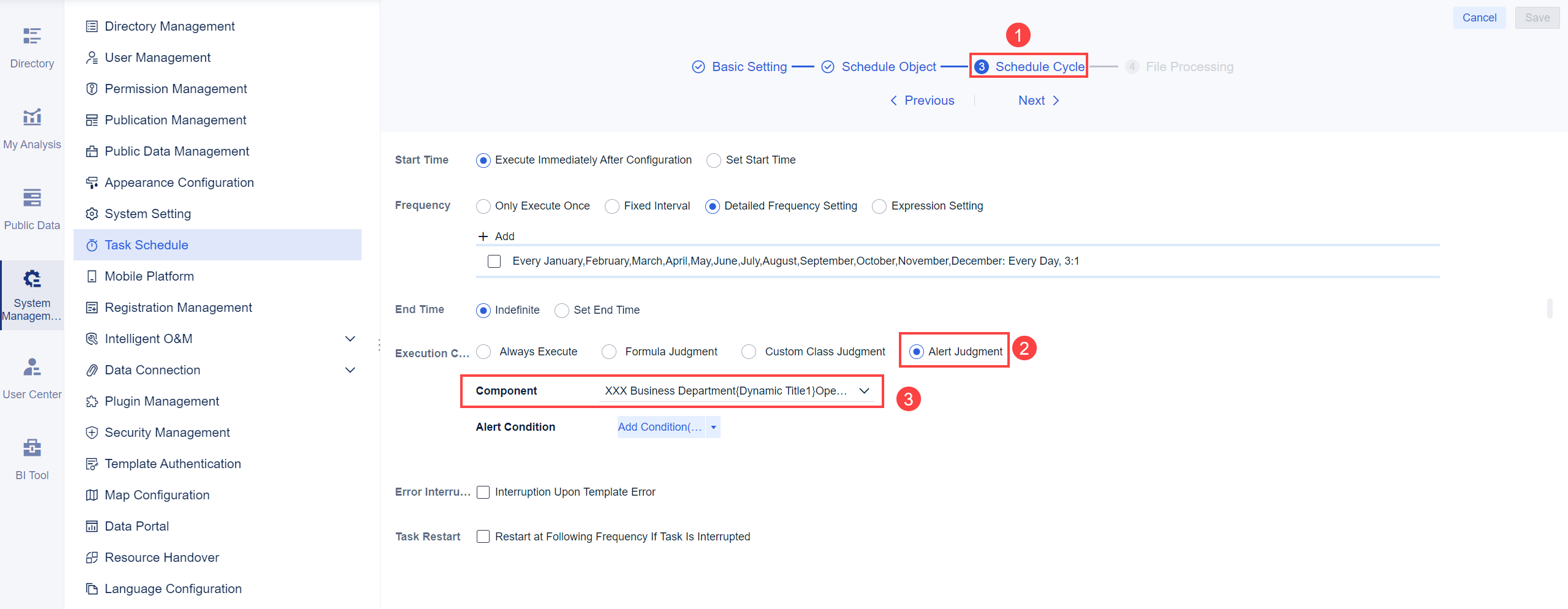 Component Alert in Task Schedule- FineBI Help Document 7.0