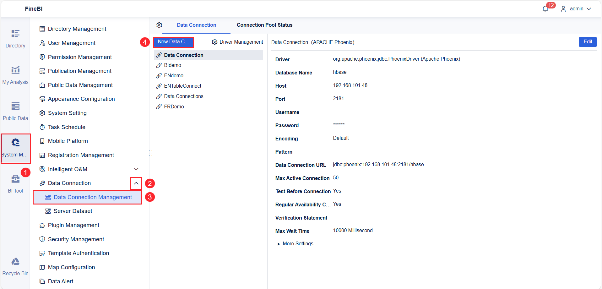 Data Connection to Apache Phoenix- FineBI Help Document 7.0