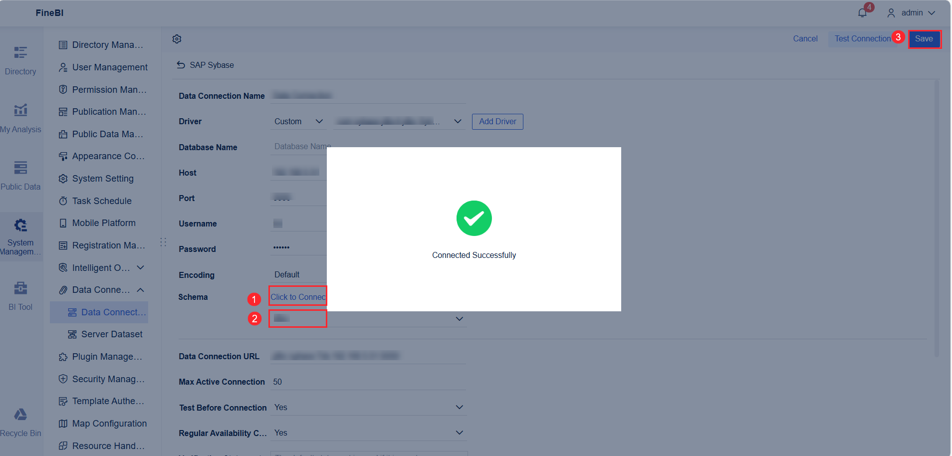 Data Connection to SAP Sybase- FineBI Help Document 7.0