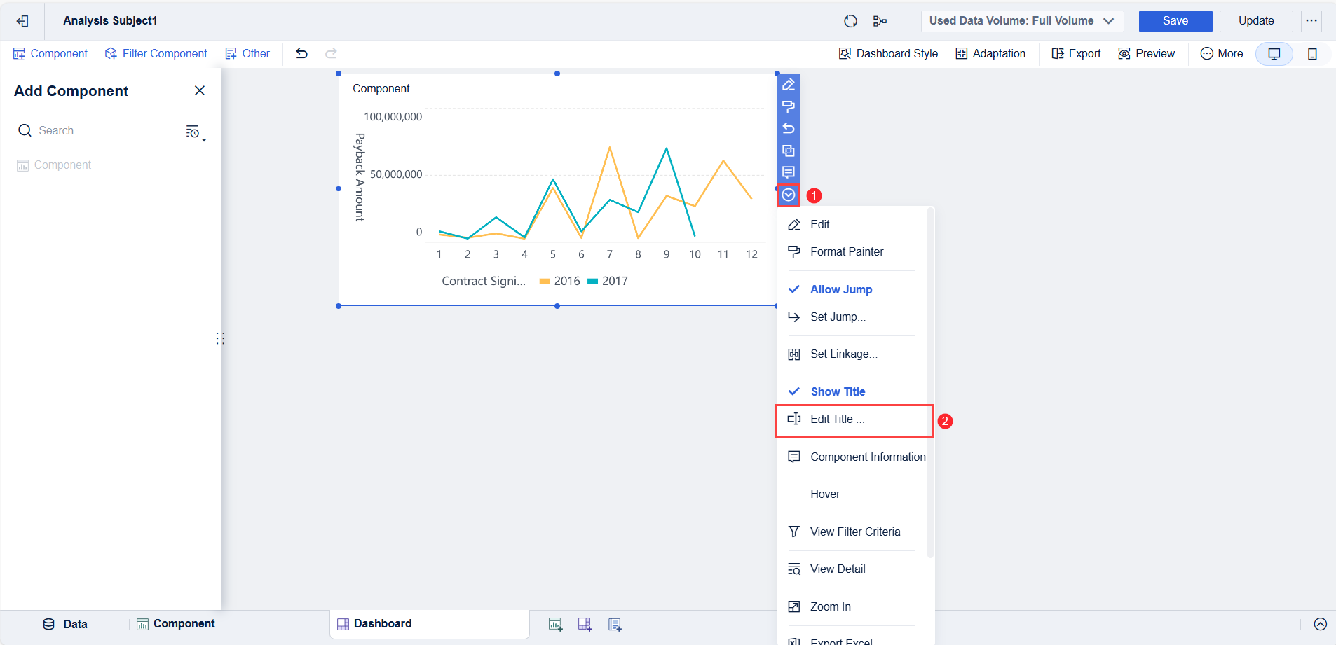 Dimension Comparison Line Chart- FineBI Help Document 7.0