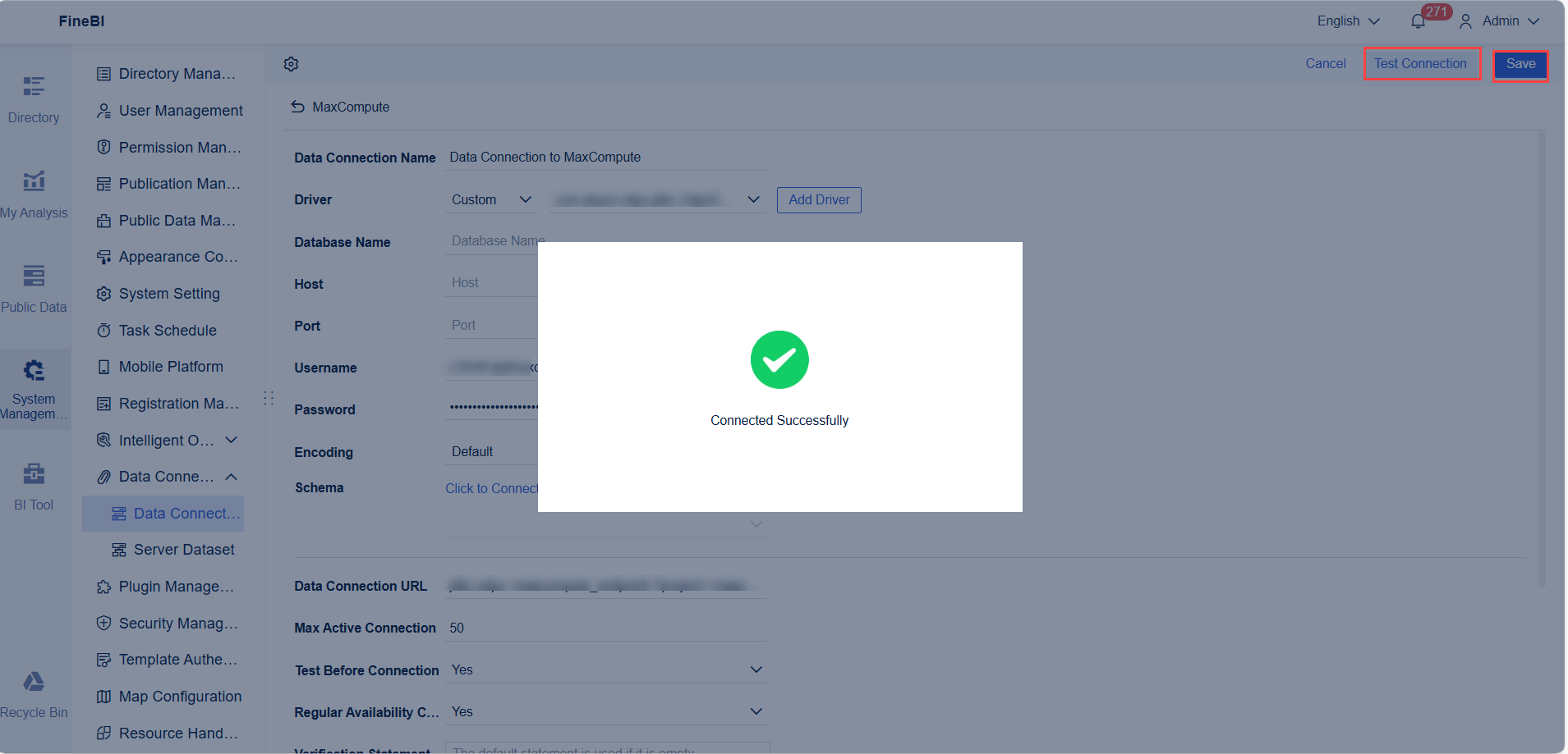 Data Connection to MaxCompute- FineBI Help Document 7.0