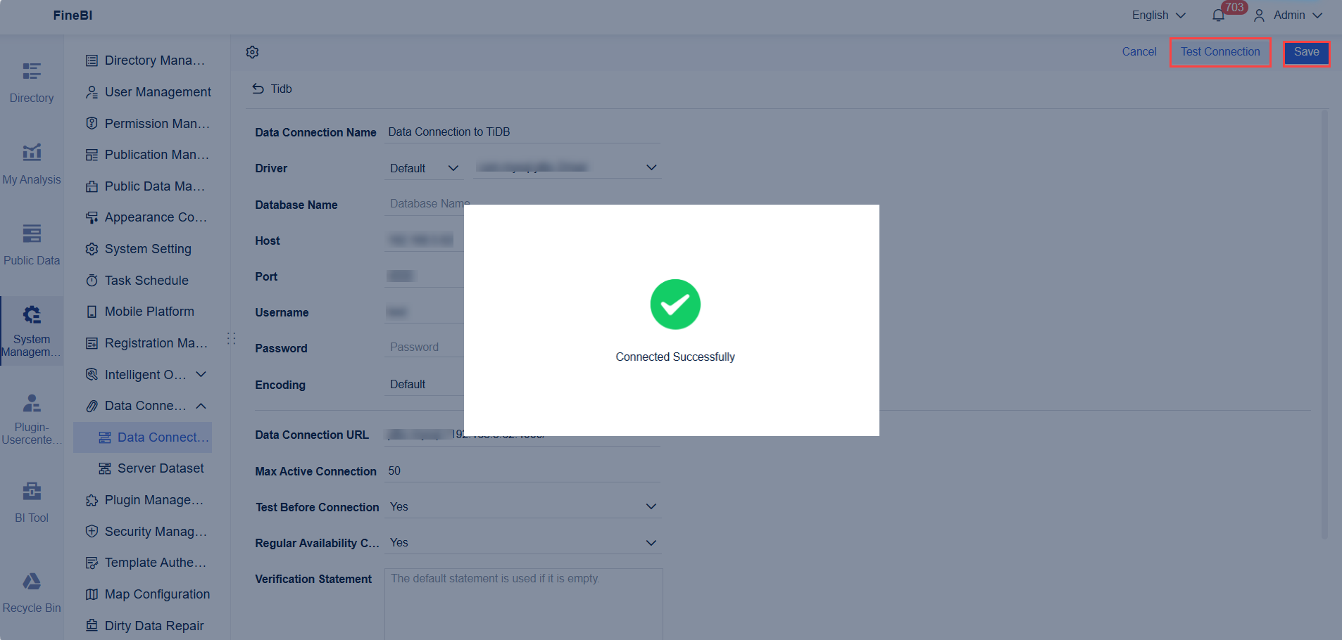 Data Connection to TiDB- FineBI Help Document 7.0