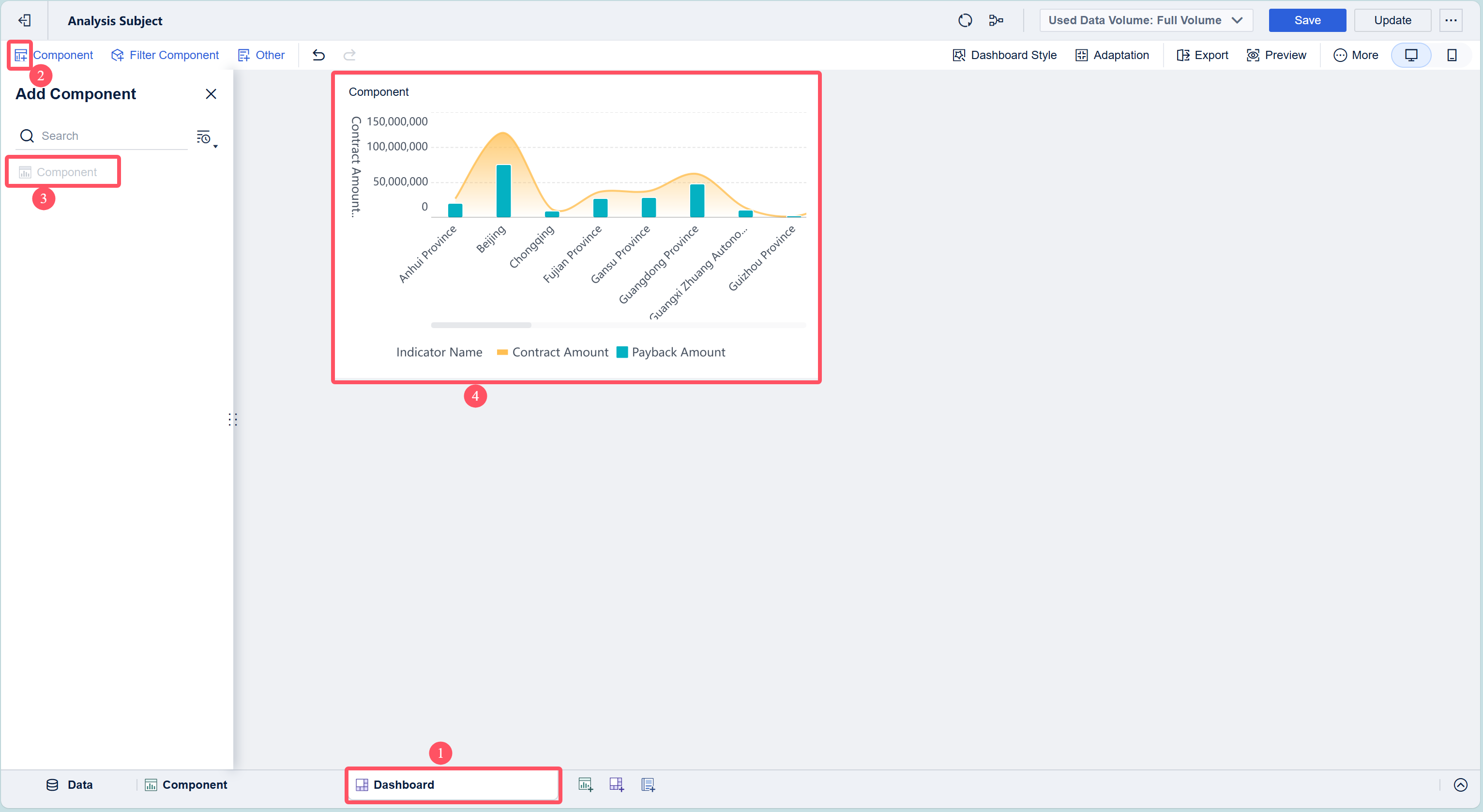 Column Chart - Area Chart- FineBI Help Document 7.0