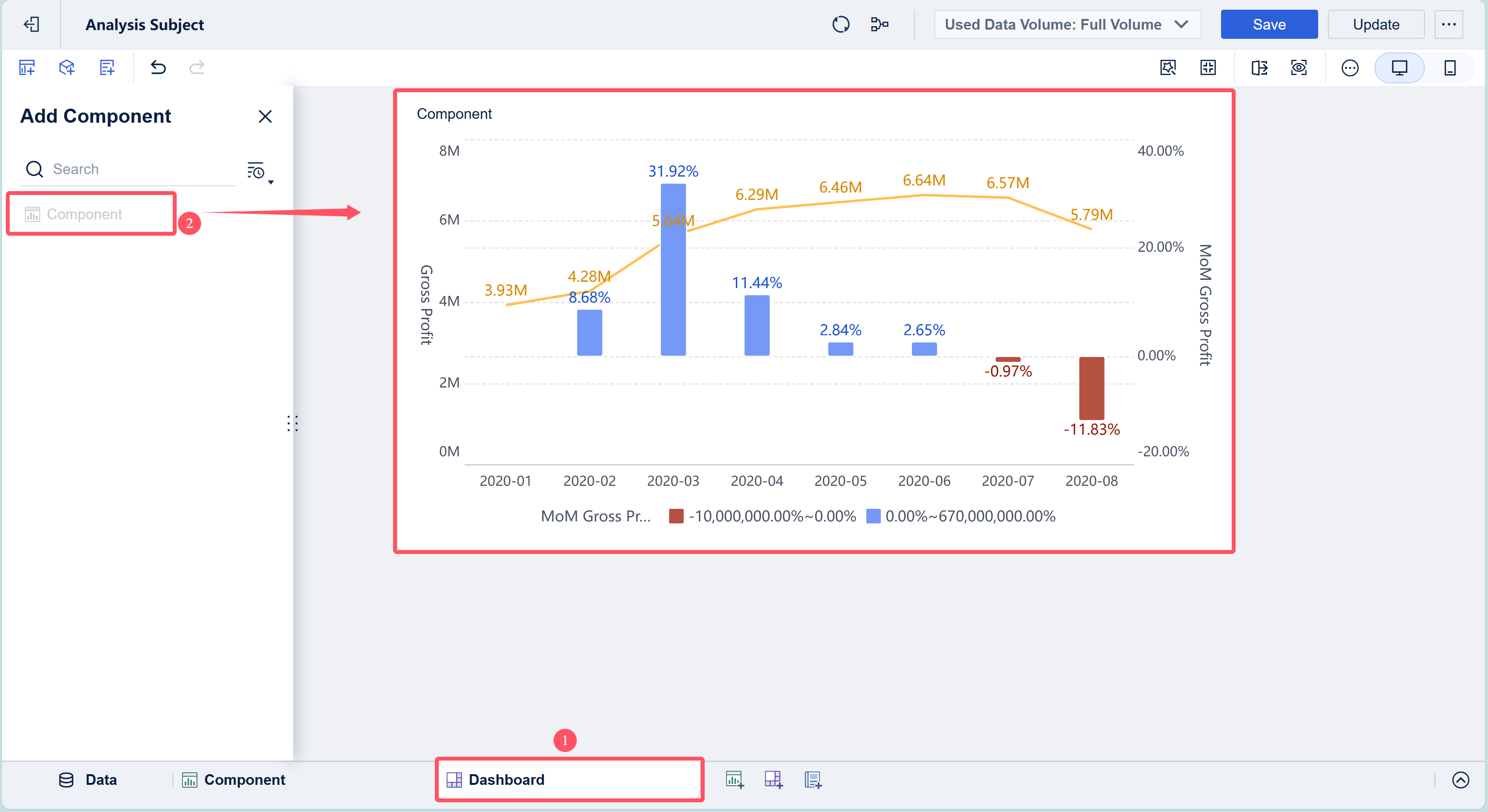 Column Chart - Line Chart- FineBI Help Document 7.0