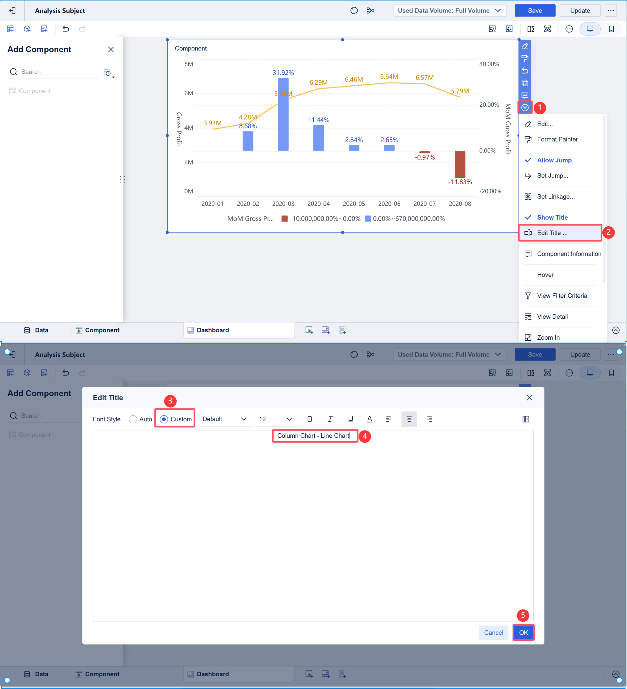 Column Chart - Line Chart- FineBI Help Document 7.0