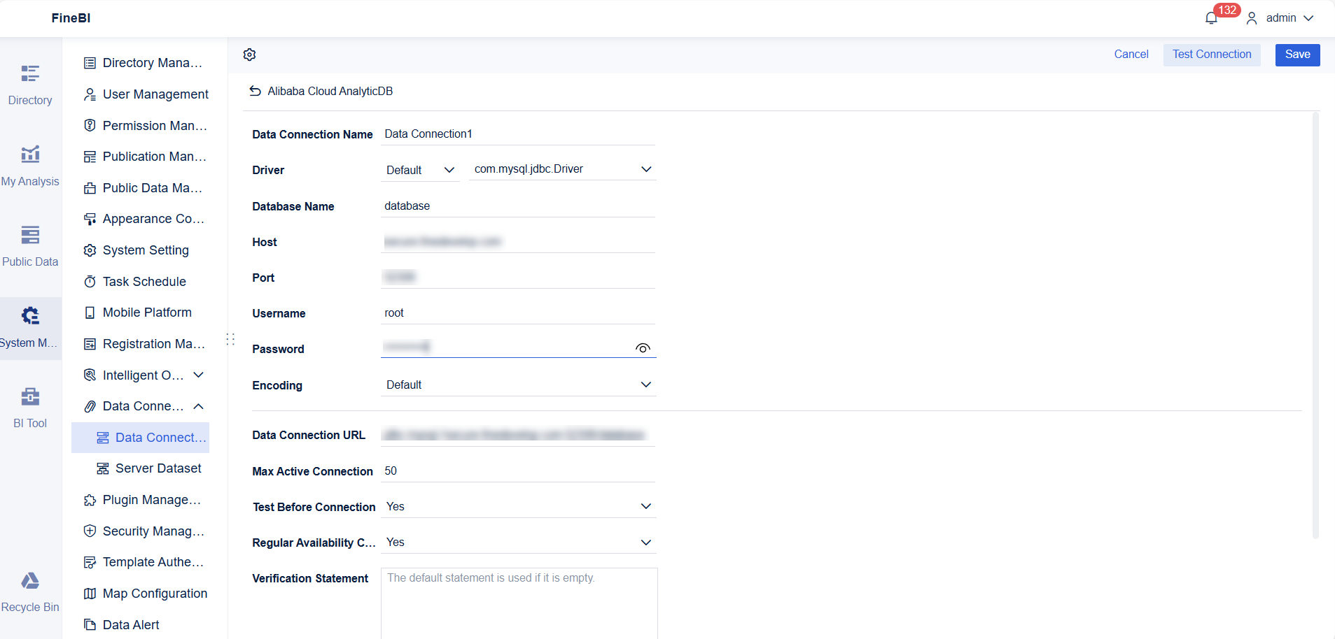 Data Connection to AnalyticDB- FineBI Help Document 7.0