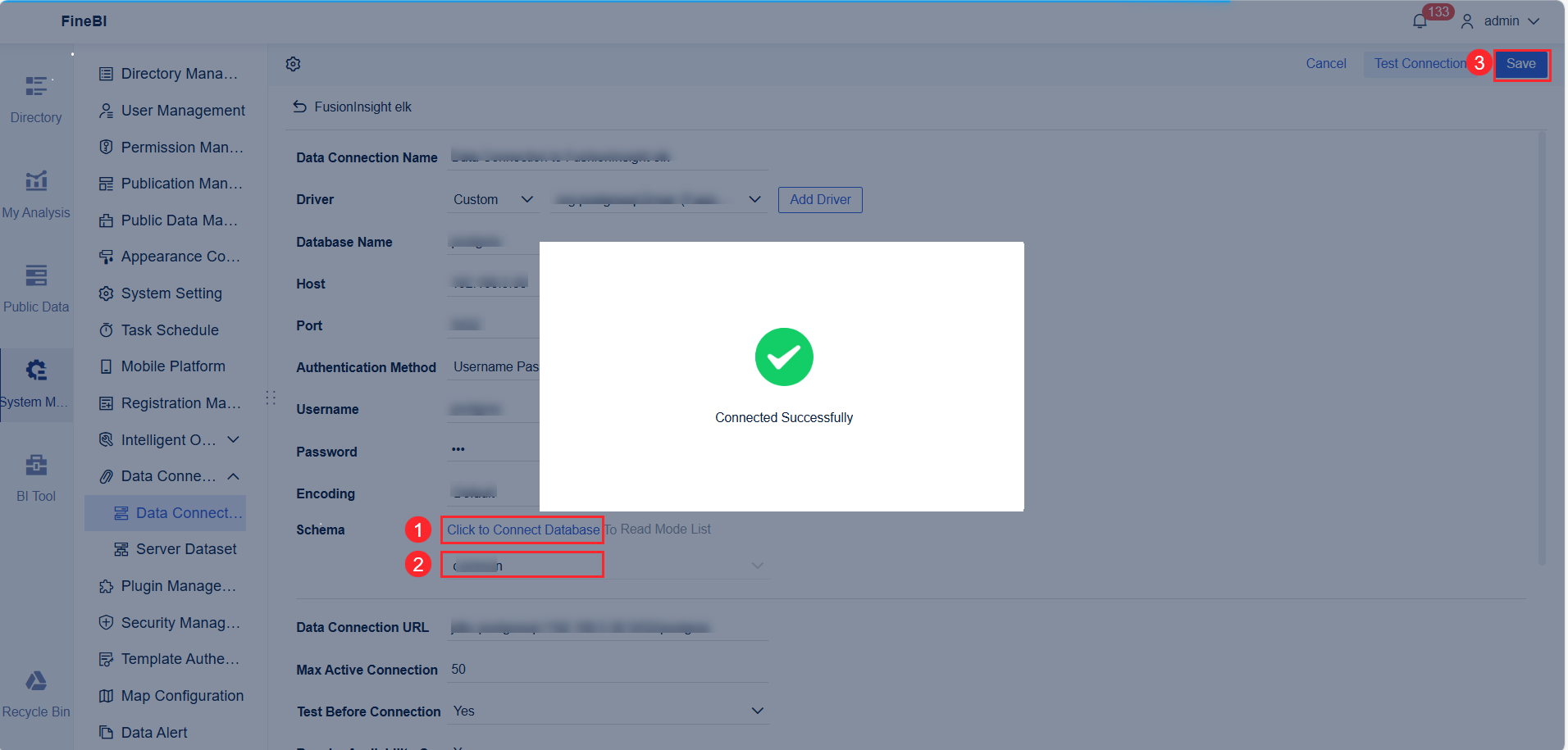 Data Connection o FusionInsight Elk- FineBI Help Document 7.0