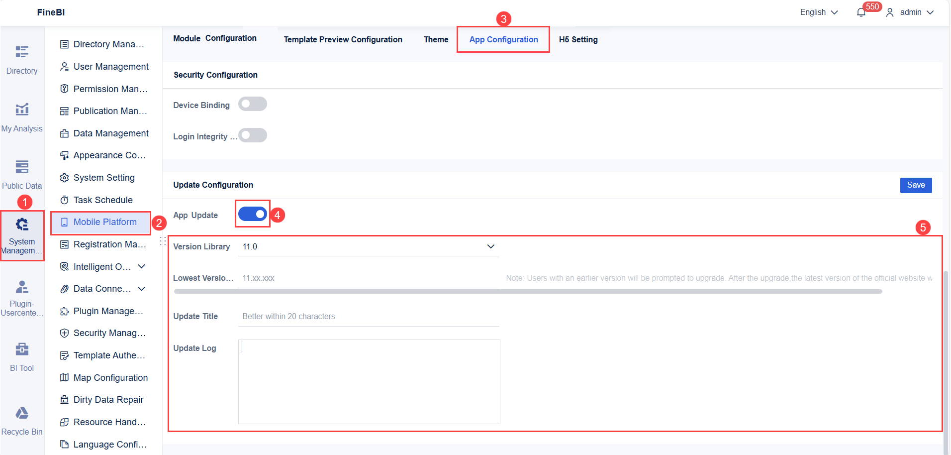 App Update Notification- FineBI Help Document 7.0