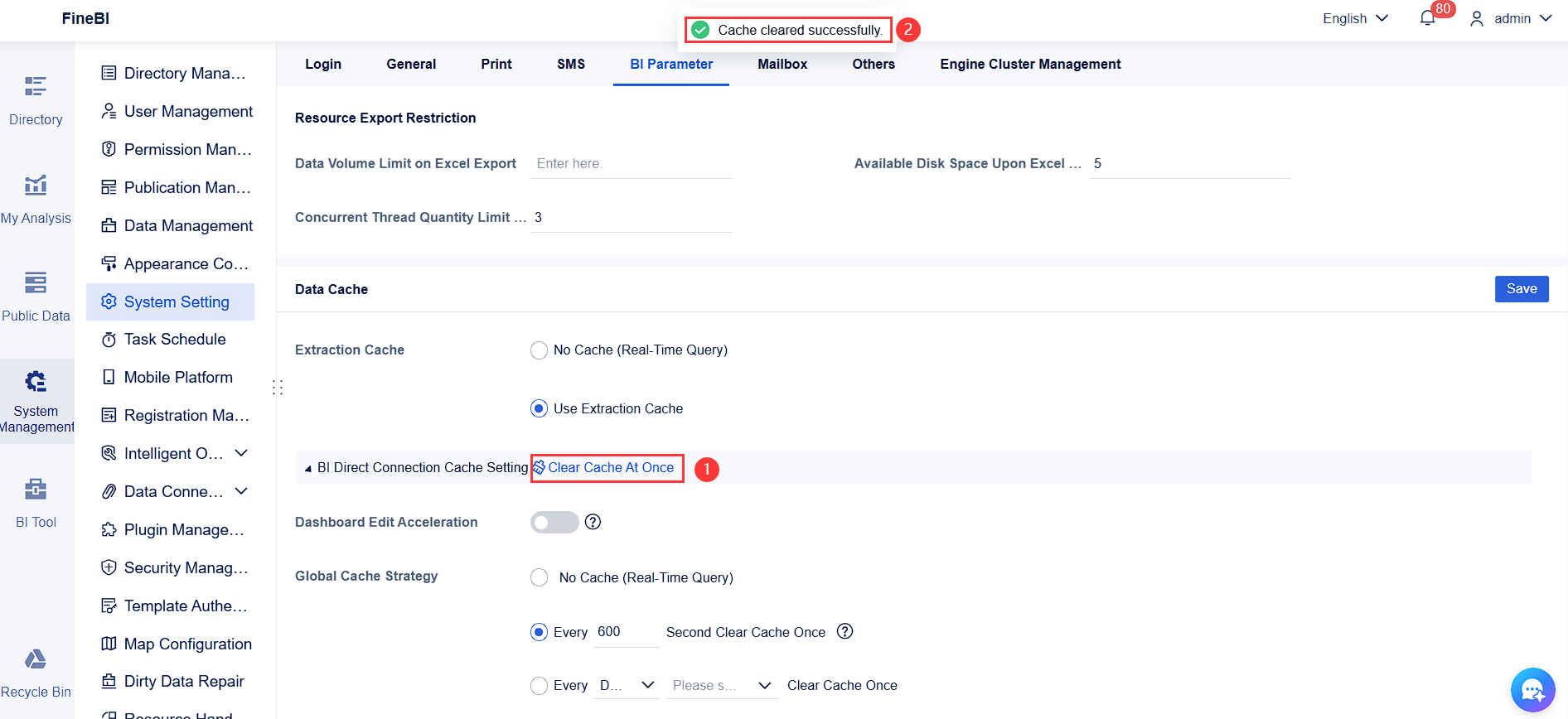 BI Cache- FineBI Help Document