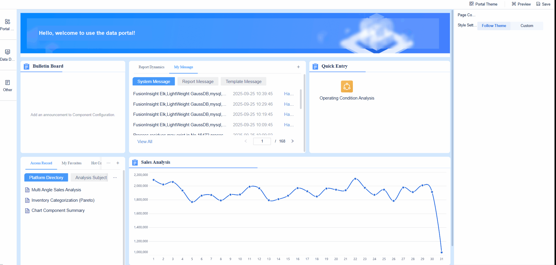 Example for Using Data Portal- FineBI Help Document