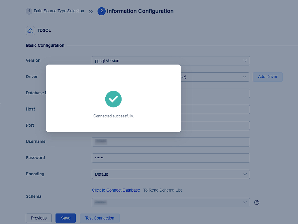 Data Connection to Tbase- FineBI Help Document