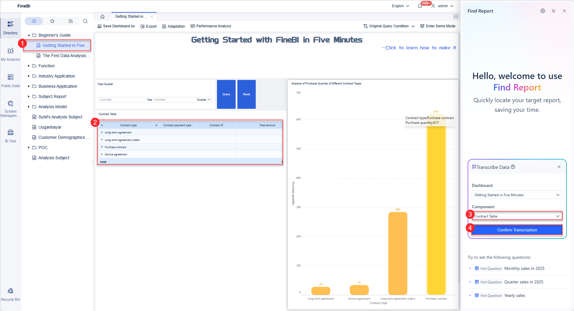 Report Finding – Data Transcription (Beta)- FineBI Help Document