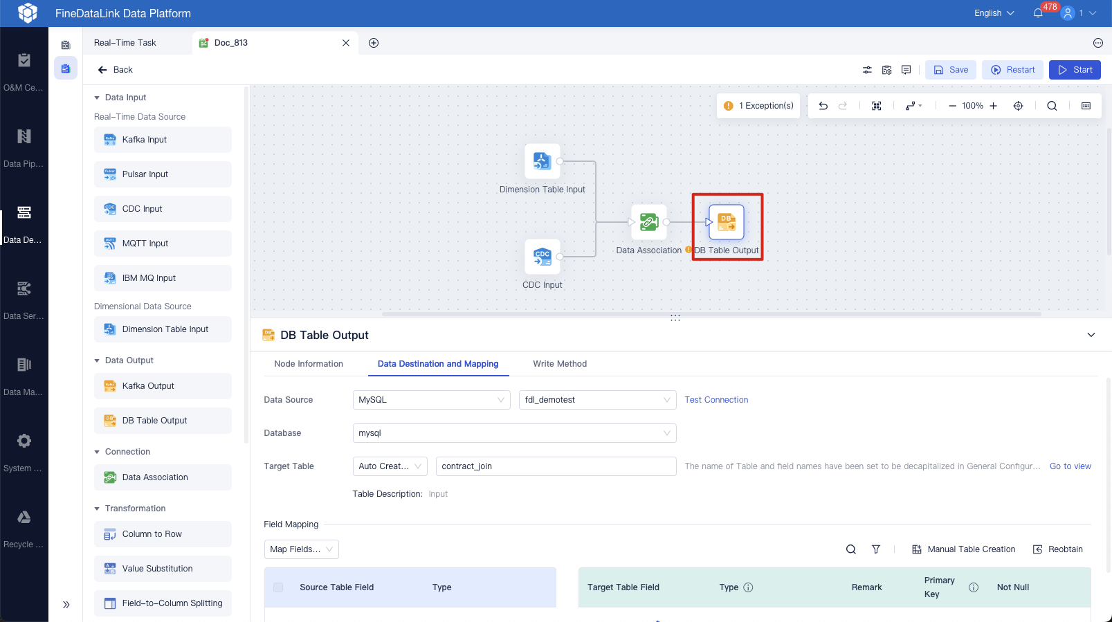Dimension Table Input and Data Association- FineDataLink Help Document