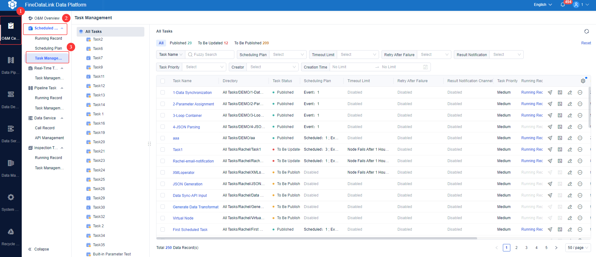 Scheduled Task O&M - Task Management- FineDataLink Help Document
