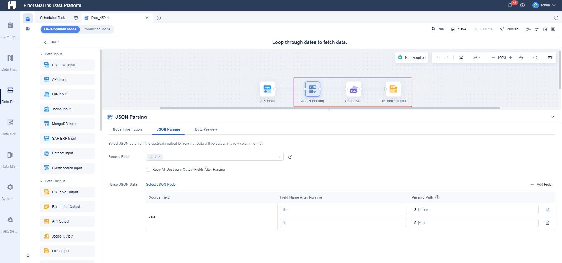 Fetching Data Using Loops with a Spark SQL Data Sequence- FineDataLink ...