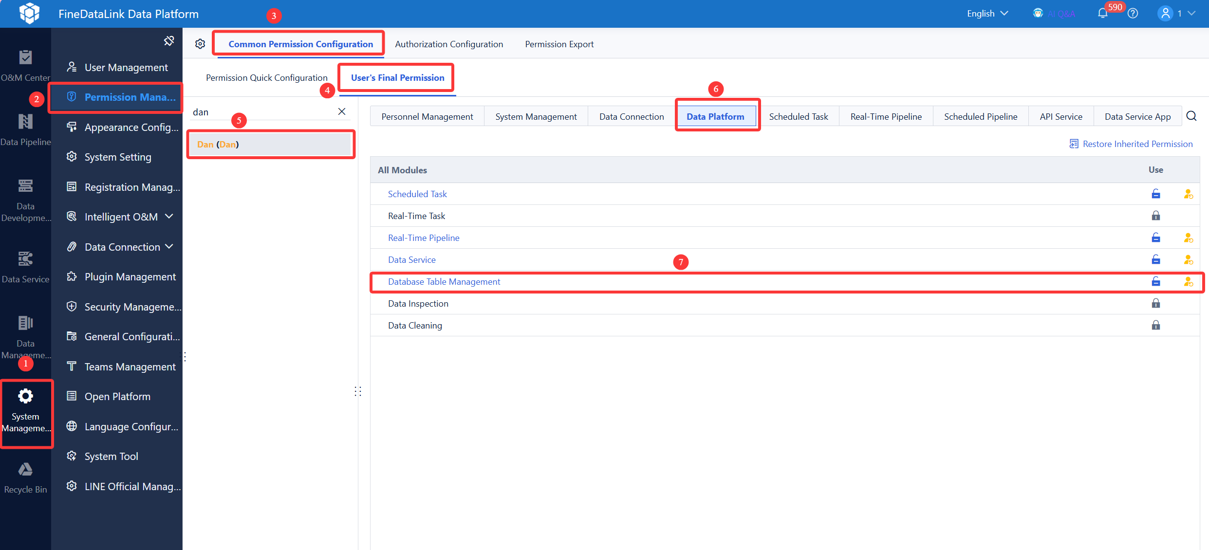 Use Permission on Database Table Management- FineDataLink Help Document