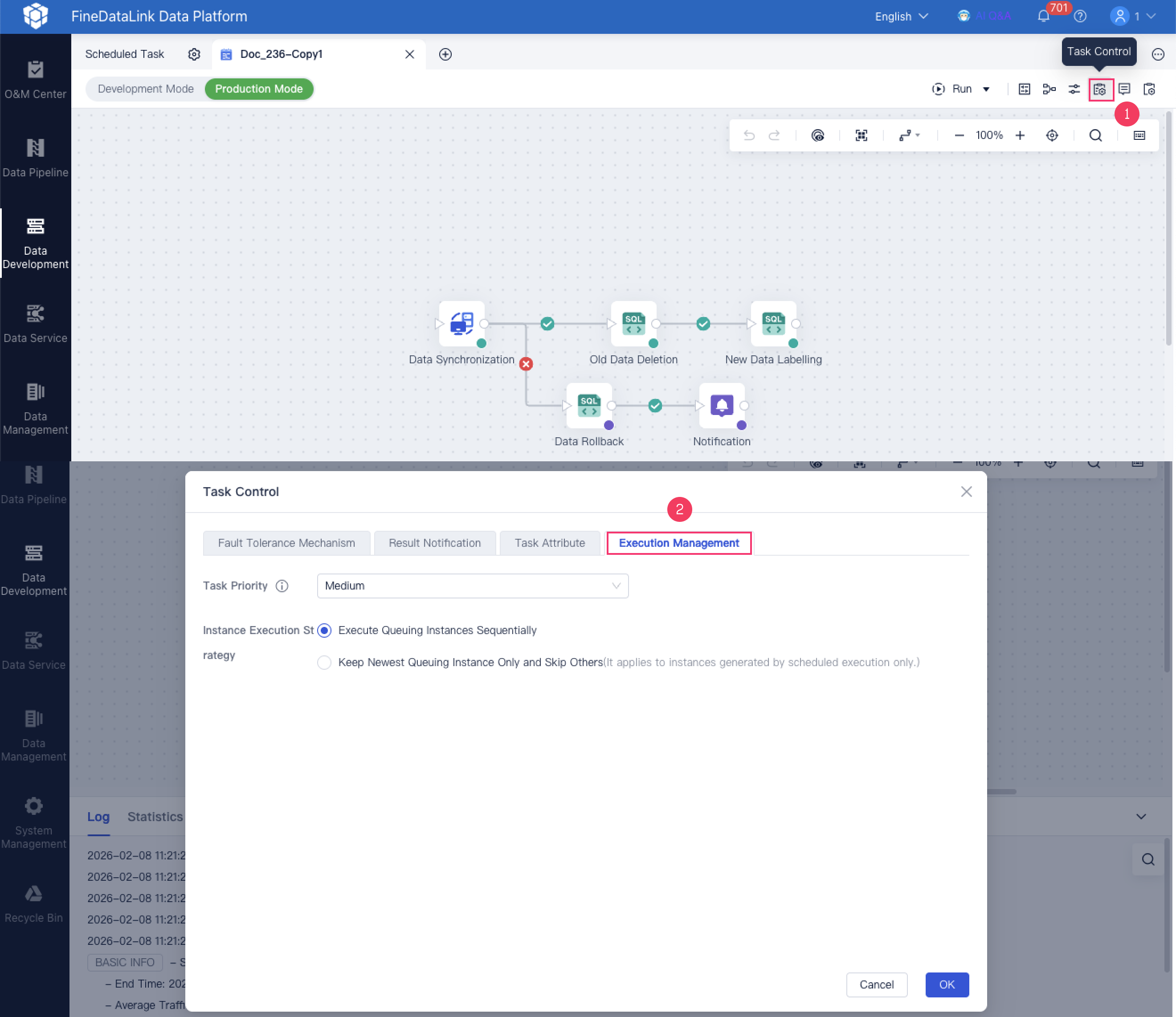 Task Control - Execution Management- FineDataLink Help Document