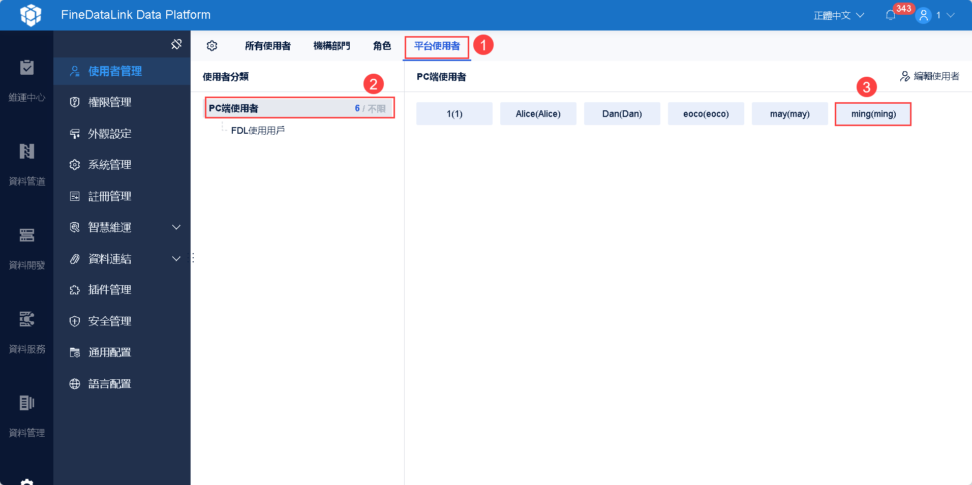 新增使用者與配置通用權限- FineDatalink 幫助文檔