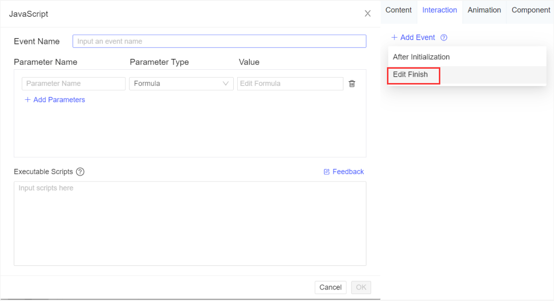 JS Event Supported by FVS-FineReport Help Document