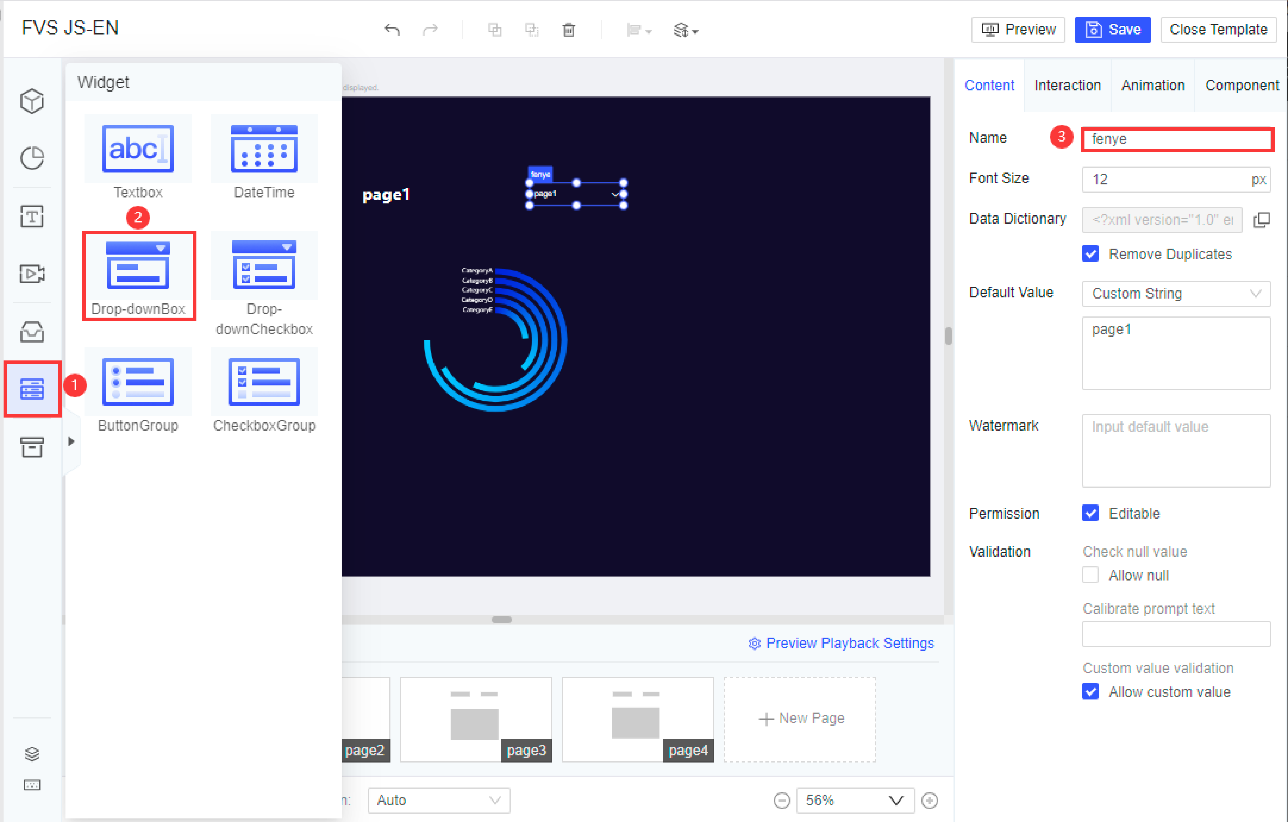 Switching Pages Through FVS Widgets and JS-FineReport Help Document