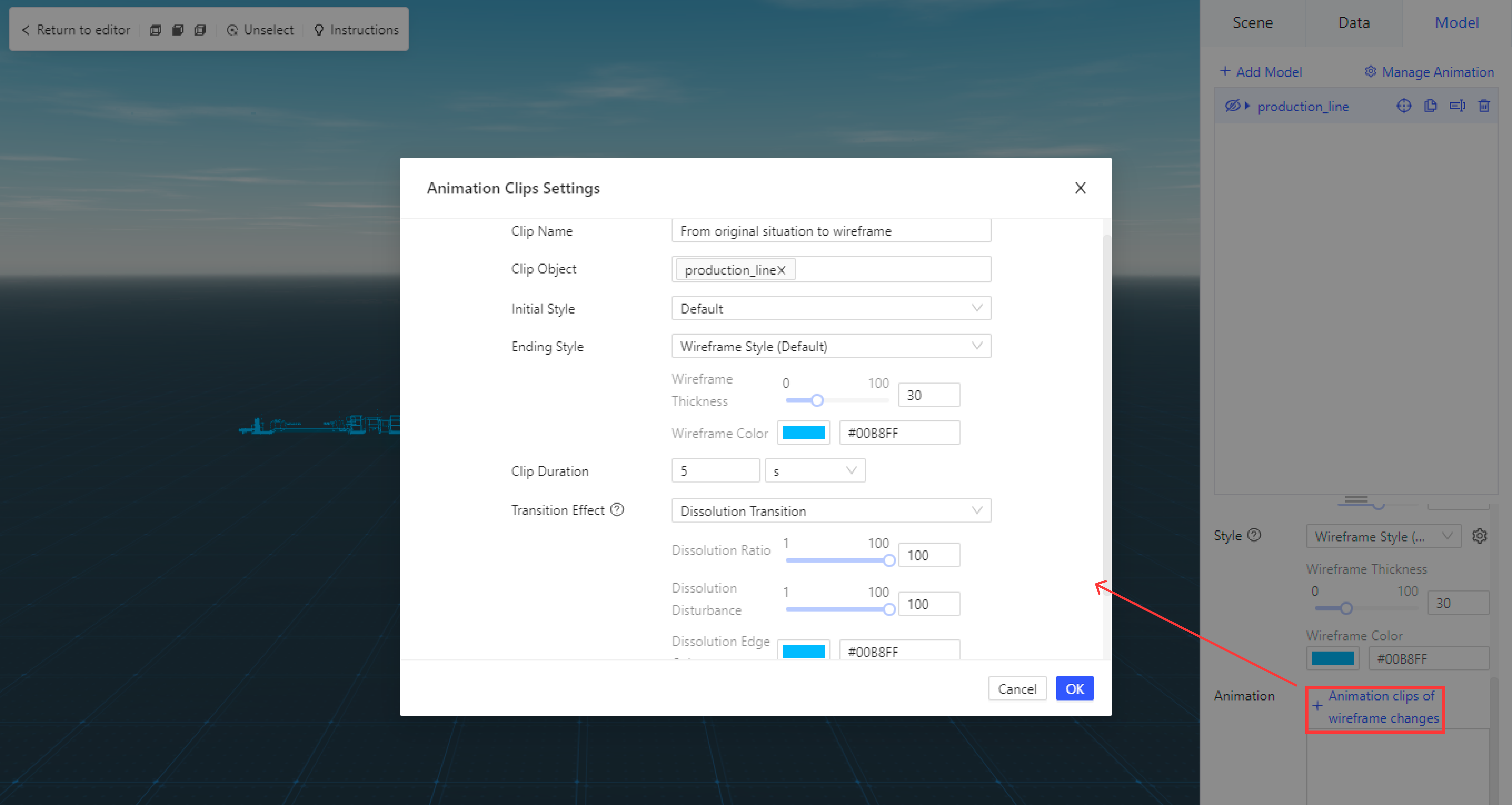 Wireframe Style of FVS Custom 3D Scene Component -FineReport Help Document