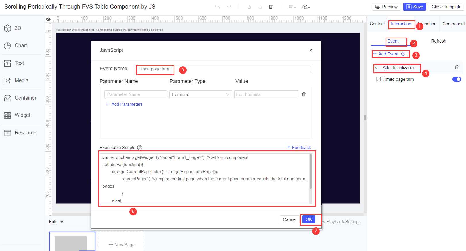 FVS Table Component Timed Page Turn Through JS-FineReport Help Document