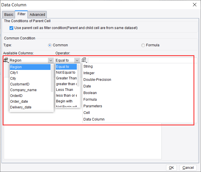 Data Column Attributes-FineReport Help Document
