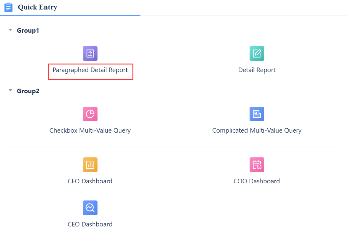 Quick Entry Quick Entry Component-FineReport Help Document