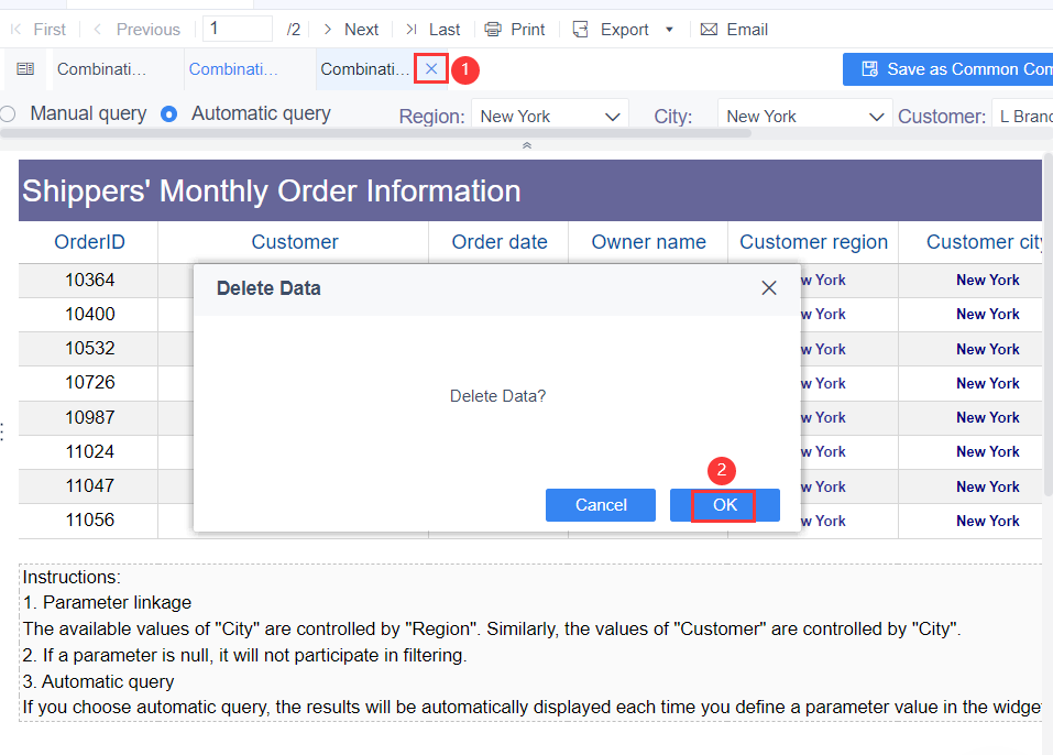 Common Parameter Combination for Templates-FineReport Help Document