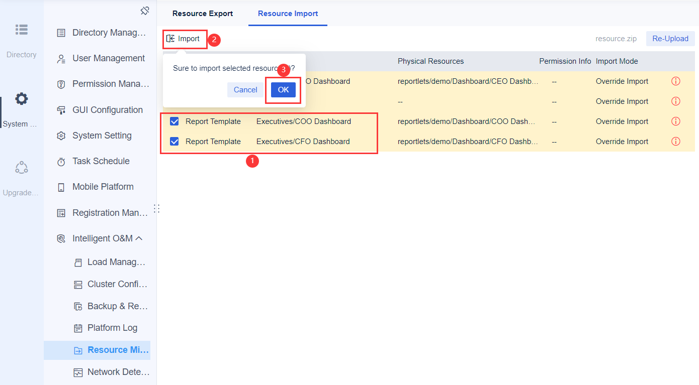 Using Permission of Resource Migration-FineReport Help Document