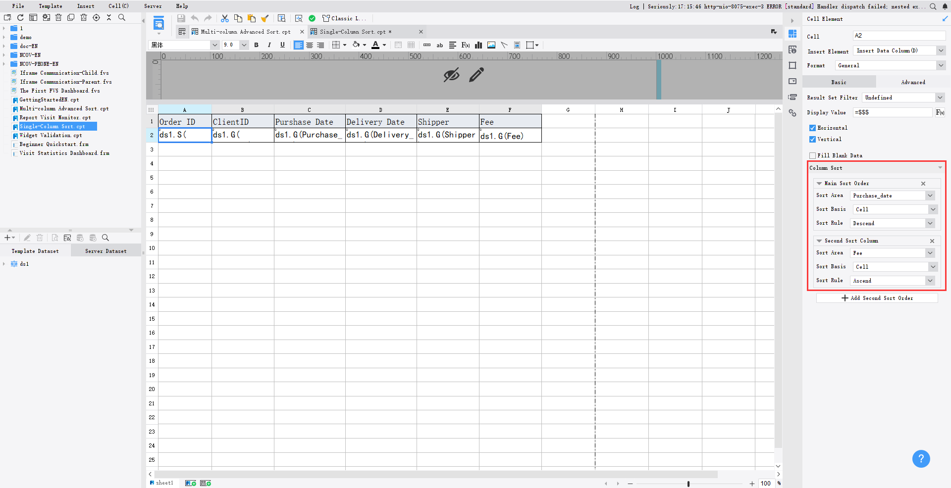 Advanced Sort-FineReport Help Document