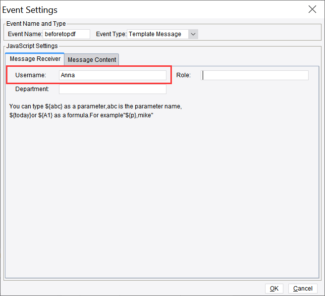 Template Message Event Plugin-FineReport Help Document
