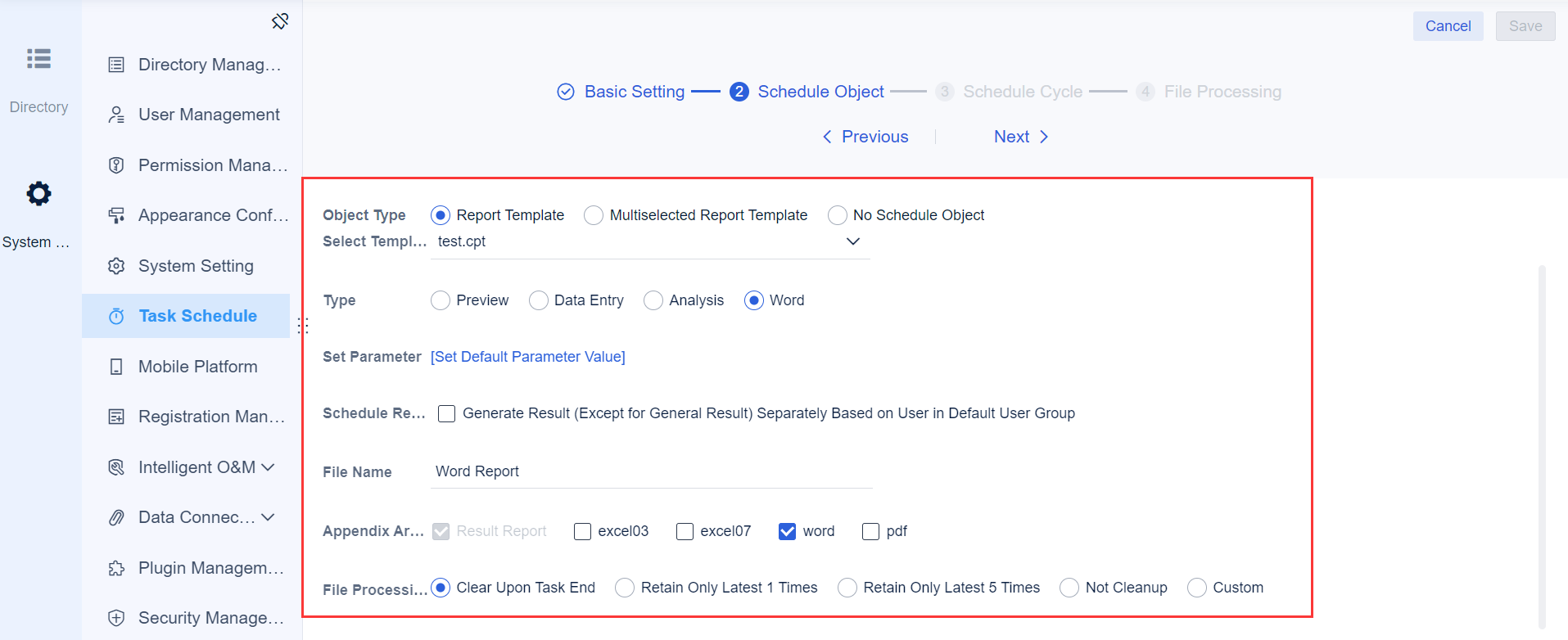 Setting Scheduled Tasks for Word Reports-FineReport Help Document