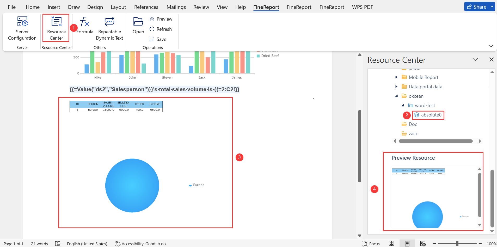 Word Report Example-FineReport Help Document
