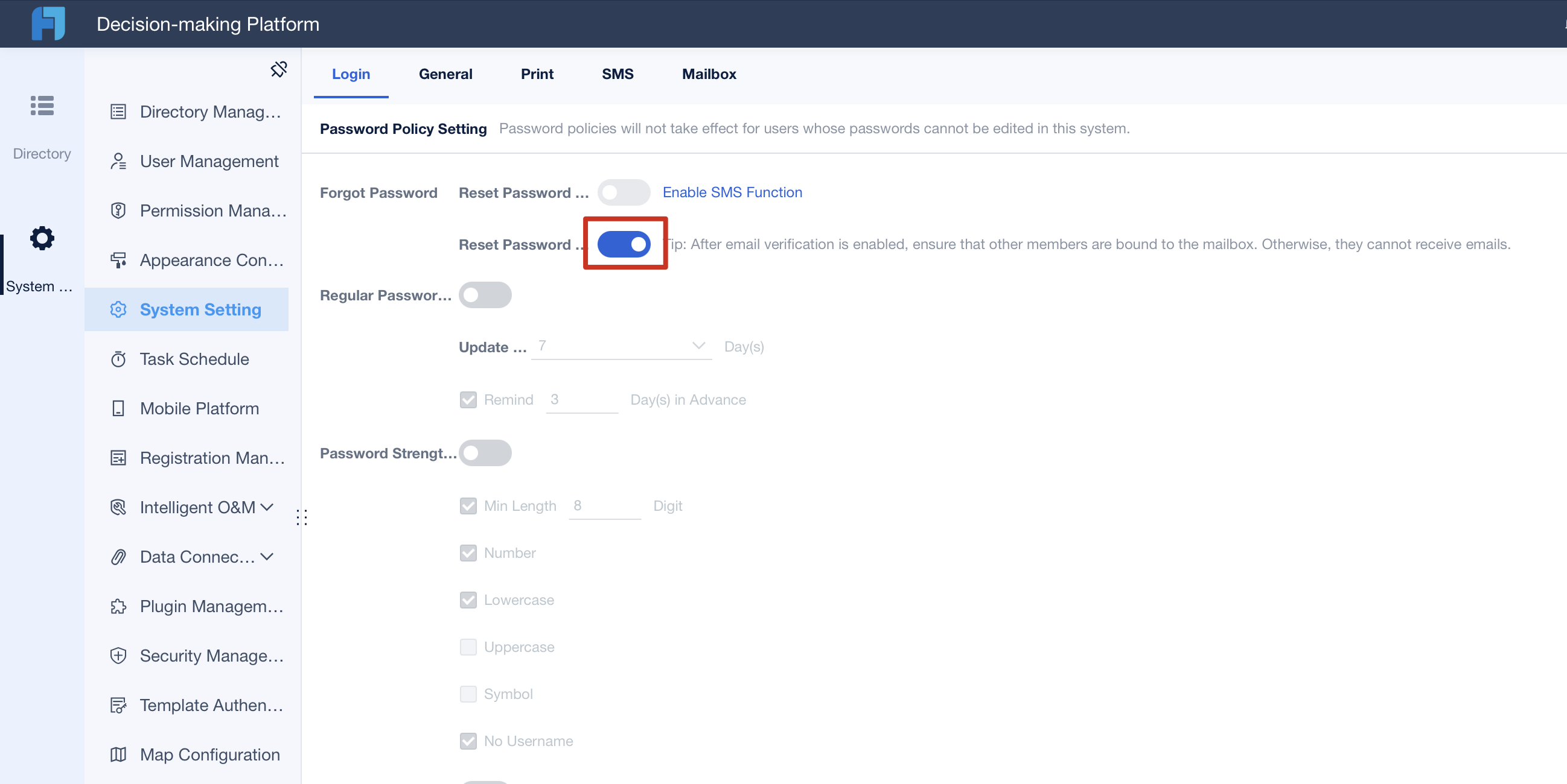 Password Policy Setting-FineReport Help Document