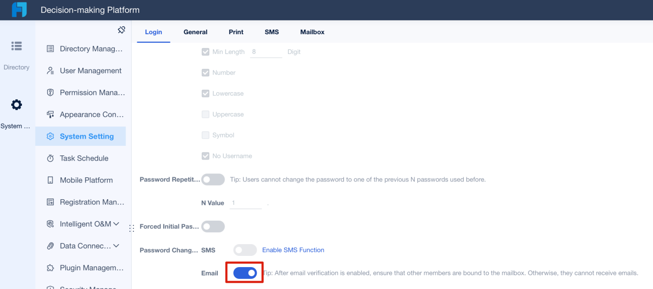 Password Policy Setting-FineReport Help Document