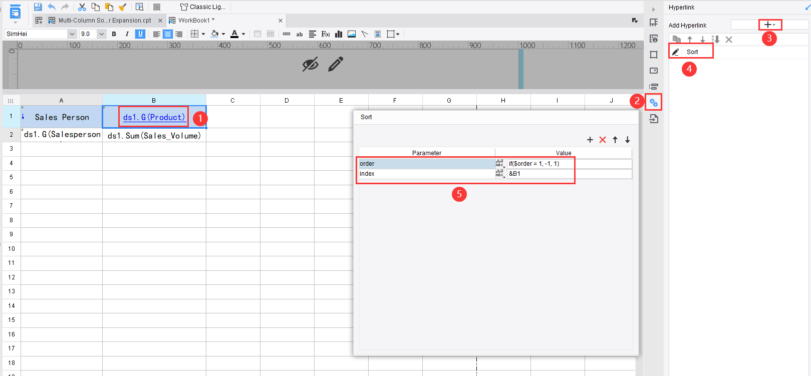Multi-column Sort of Horizontally Expanded Columns-FineReport Help Document