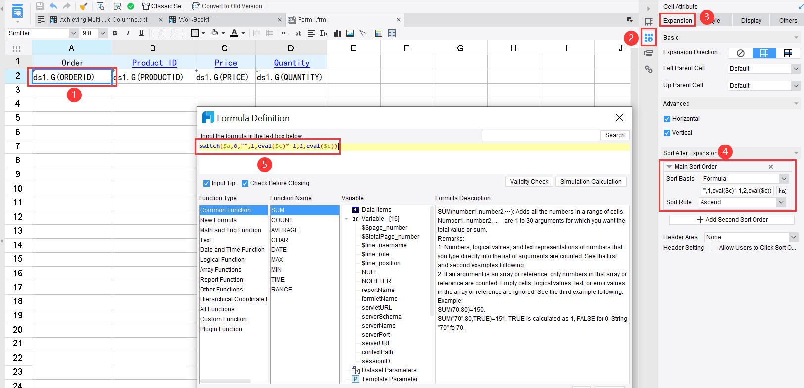 Special Multi-column Sort-FineReport Help Document