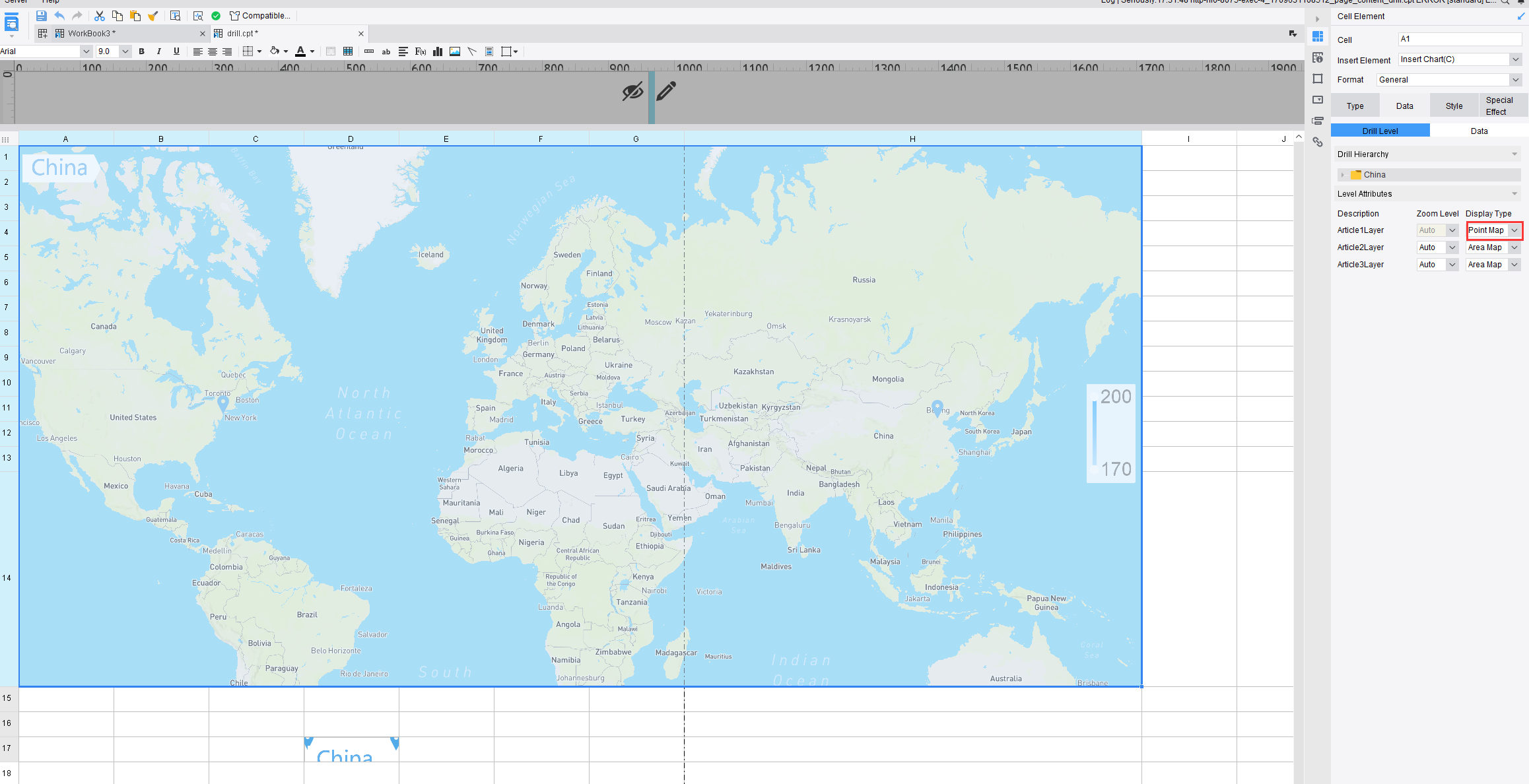 Map Drilling User Defined Hierarchy-FineReport Help Document