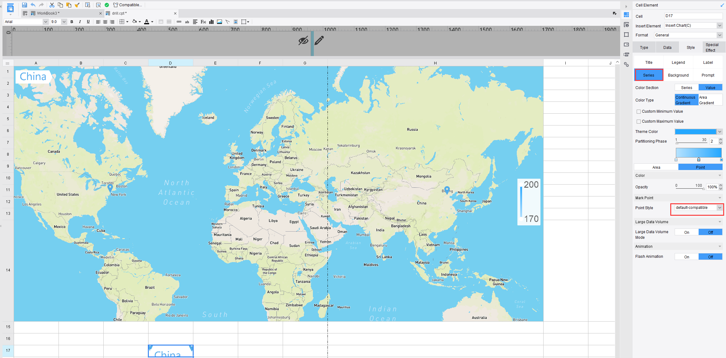 Map Drilling User Defined Hierarchy-FineReport Help Document