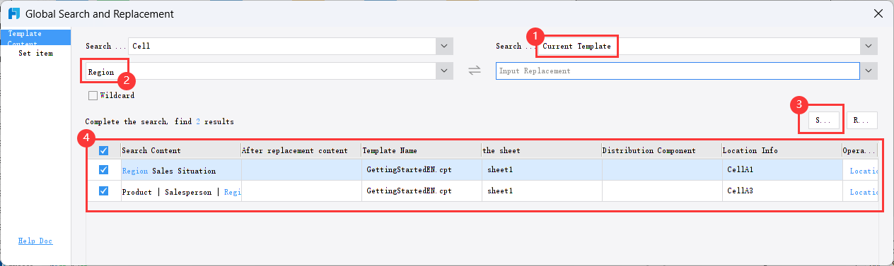 Global Search and Replace in Templates-FineReport Help Document