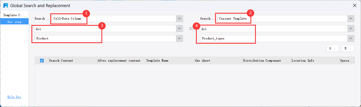 Global Search and Replace in Templates-FineReport Help Document