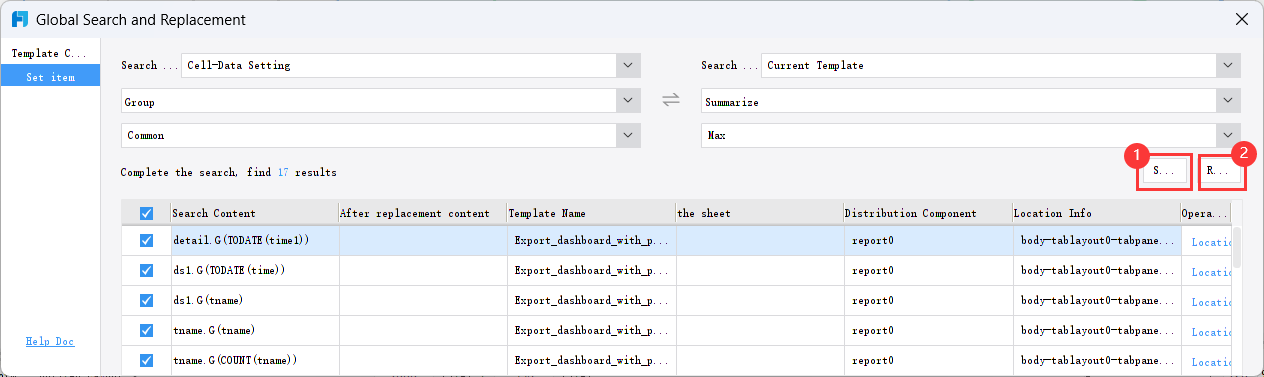 Global Search and Replace in Templates-FineReport Help Document