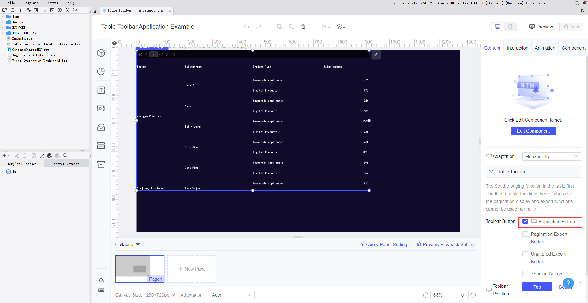 FVS Table Toolbar Application-FineReport Help Document