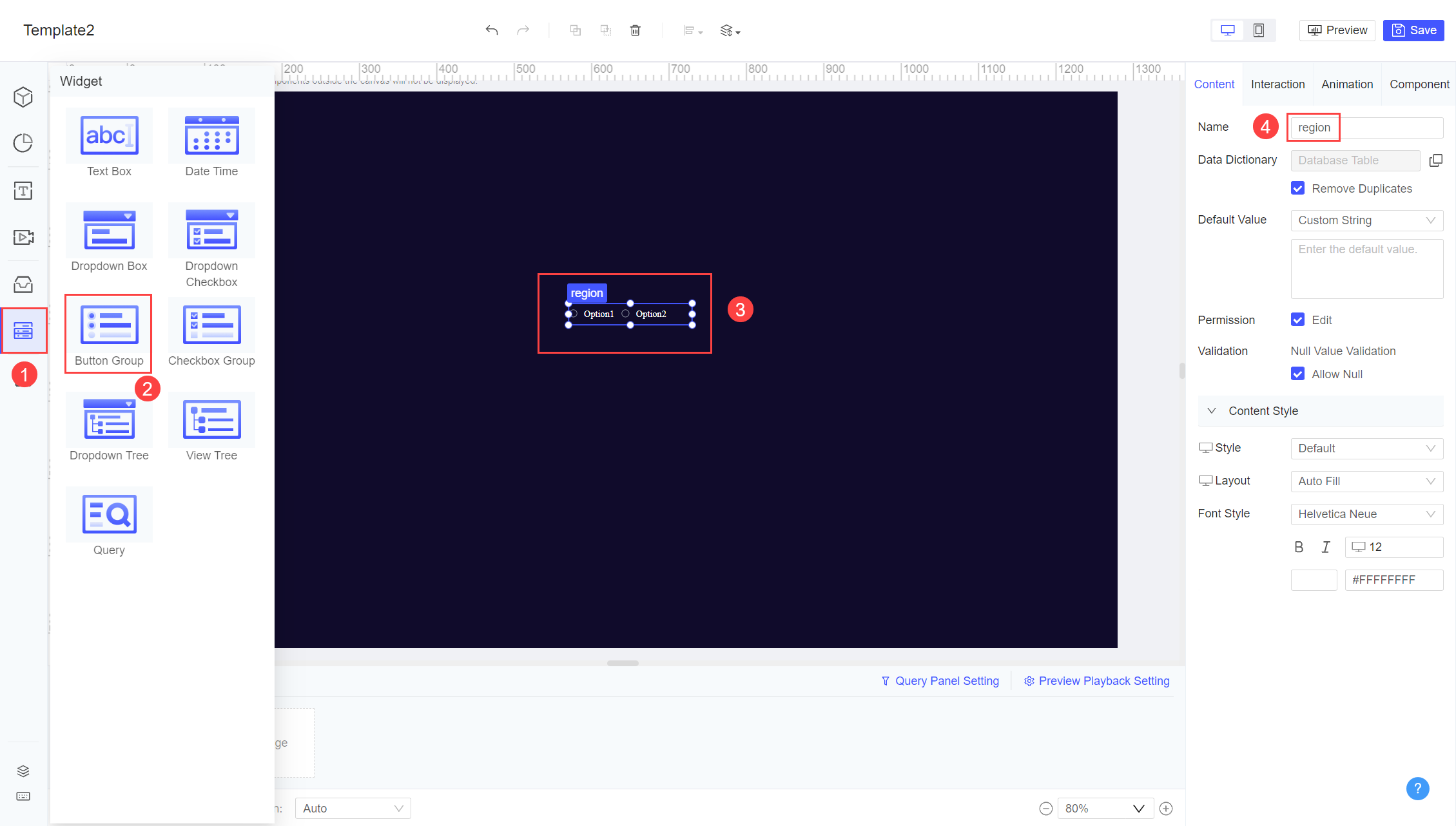 FVS Radio Button Group Widget-FineReport Help Document