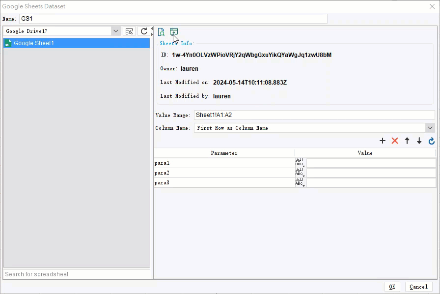 Data Connection to Google Sheets-FineReport Help Document