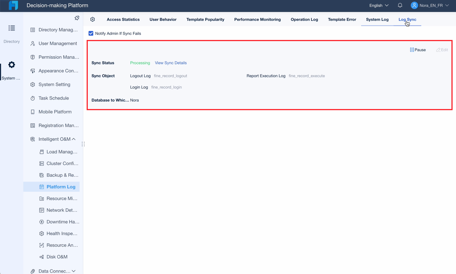 Syncing Platform Logs to Other Databases Plugin-FineReport Help Document